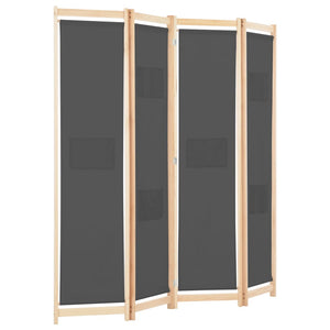 4-teiliger Raumteiler Grau 160 x 170 x 4 cm Stoff