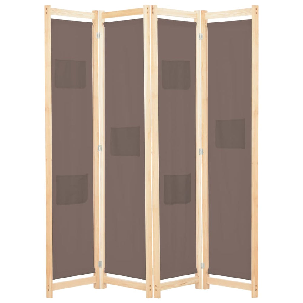 4-teiliger Raumteiler Braun 160 x 170 x 4 cm Stoff