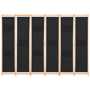 vidaXL Paravent à 6 panneaux noir 240 x 170 x 4 cm en tissu