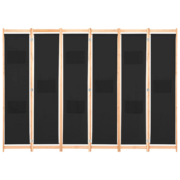 vidaXL Paravent à 6 panneaux noir 240 x 170 x 4 cm en tissu