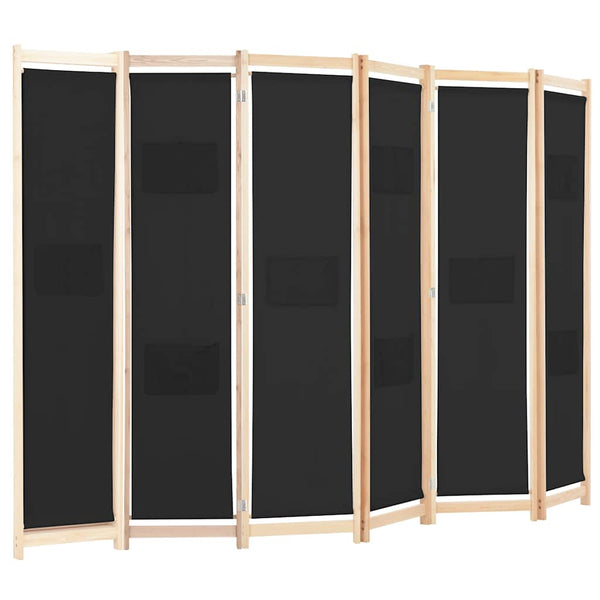 vidaXL Paravent à 6 panneaux noir 240 x 170 x 4 cm en tissu