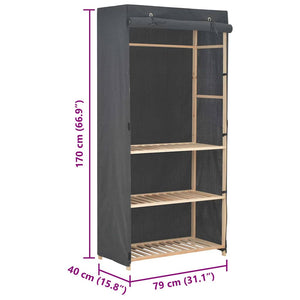 3-stufiger Kleiderschrank Grau 79 x 40 x 170 cm Stoff