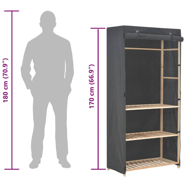 3-stufiger Kleiderschrank Grau 79 x 40 x 170 cm Stoff