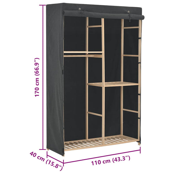 vidaXL Armoire à 3 niveaux Gris 110 x 40 x 170 cm Tissu