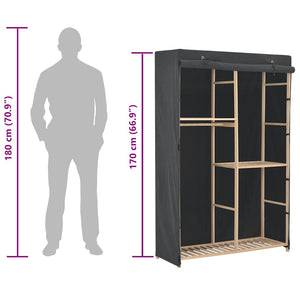 vidaXL Armoire à 3 niveaux Gris 110 x 40 x 170 cm Tissu