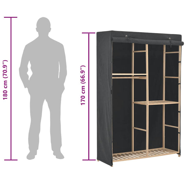 vidaXL Armoire à 3 niveaux Gris 110 x 40 x 170 cm Tissu