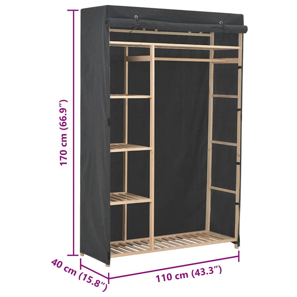 Kleiderschrank Grau 110 x 40 x 170 cm Stoff
