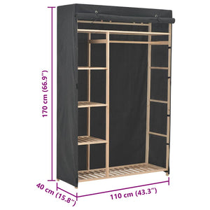 Kleiderschrank Grau 110 x 40 x 170 cm Stoff