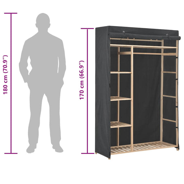 Kleiderschrank Grau 110 x 40 x 170 cm Stoff