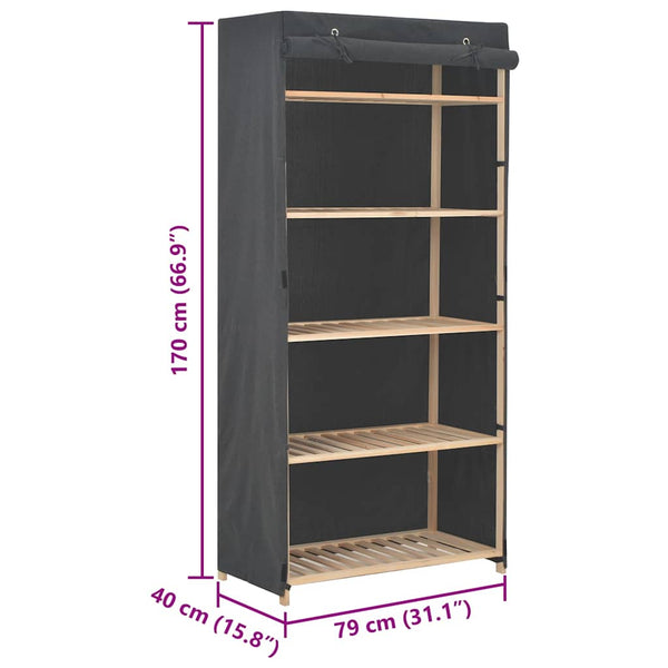 Kleiderschrank Grau 79 x 40 x 170 cm Stoff