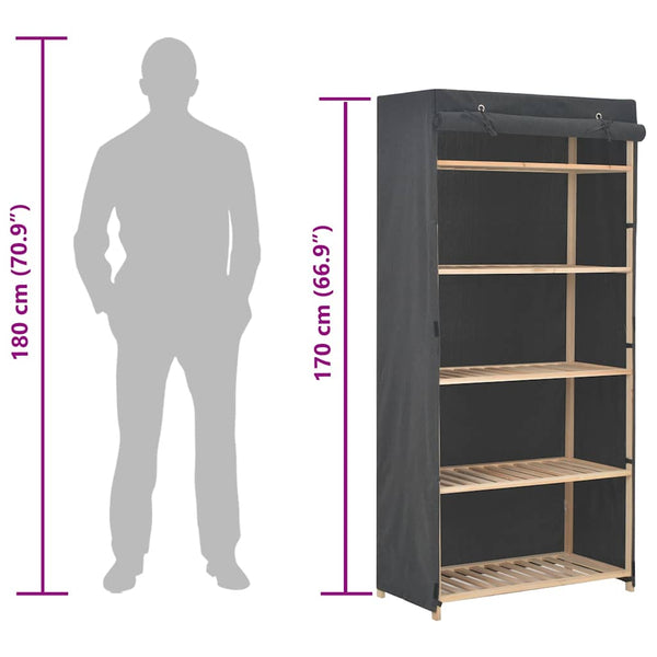Kleiderschrank Grau 79 x 40 x 170 cm Stoff