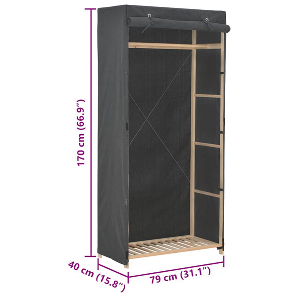 vidaXL Armoire en tissu gris 79 x 40 x 170 cm