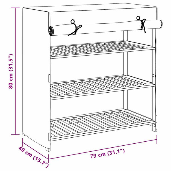 Schuhschrank mit Abdeckung Weiß 79 x 40 x 80 cm Stoff