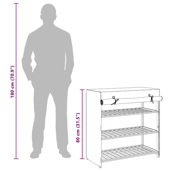 Schuhschrank mit Abdeckung Weiß 79 x 40 x 80 cm Stoff
