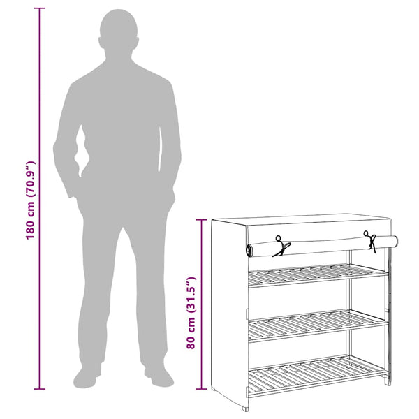 Schuhschrank mit Abdeckung Grau 79 x 40 x 80 cm Stoff