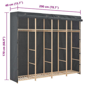Kleiderschrank Grau 200 x 40 x 170 cm Stoff