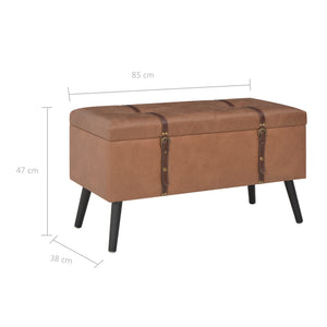 vidaXL Lot de 3 poufs de rangement marron en similicuir