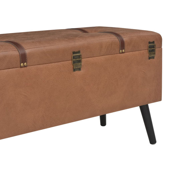 vidaXL Lot de 3 poufs de rangement marron en similicuir