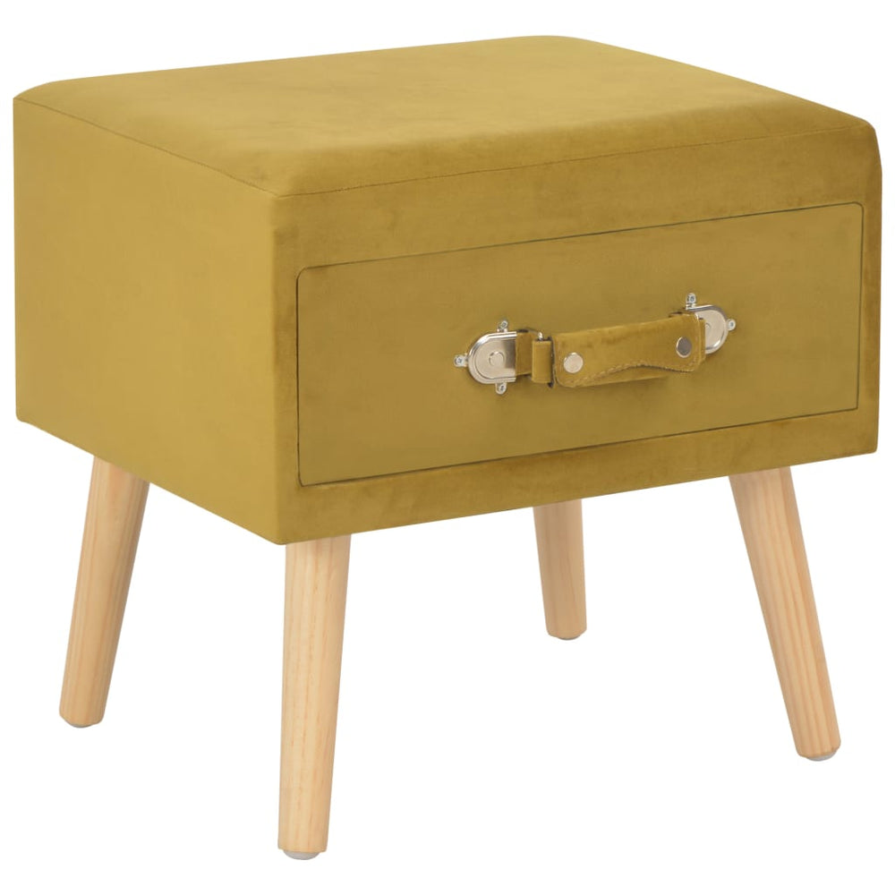 Nachttisch Senfgelb 40x35x40 Samt