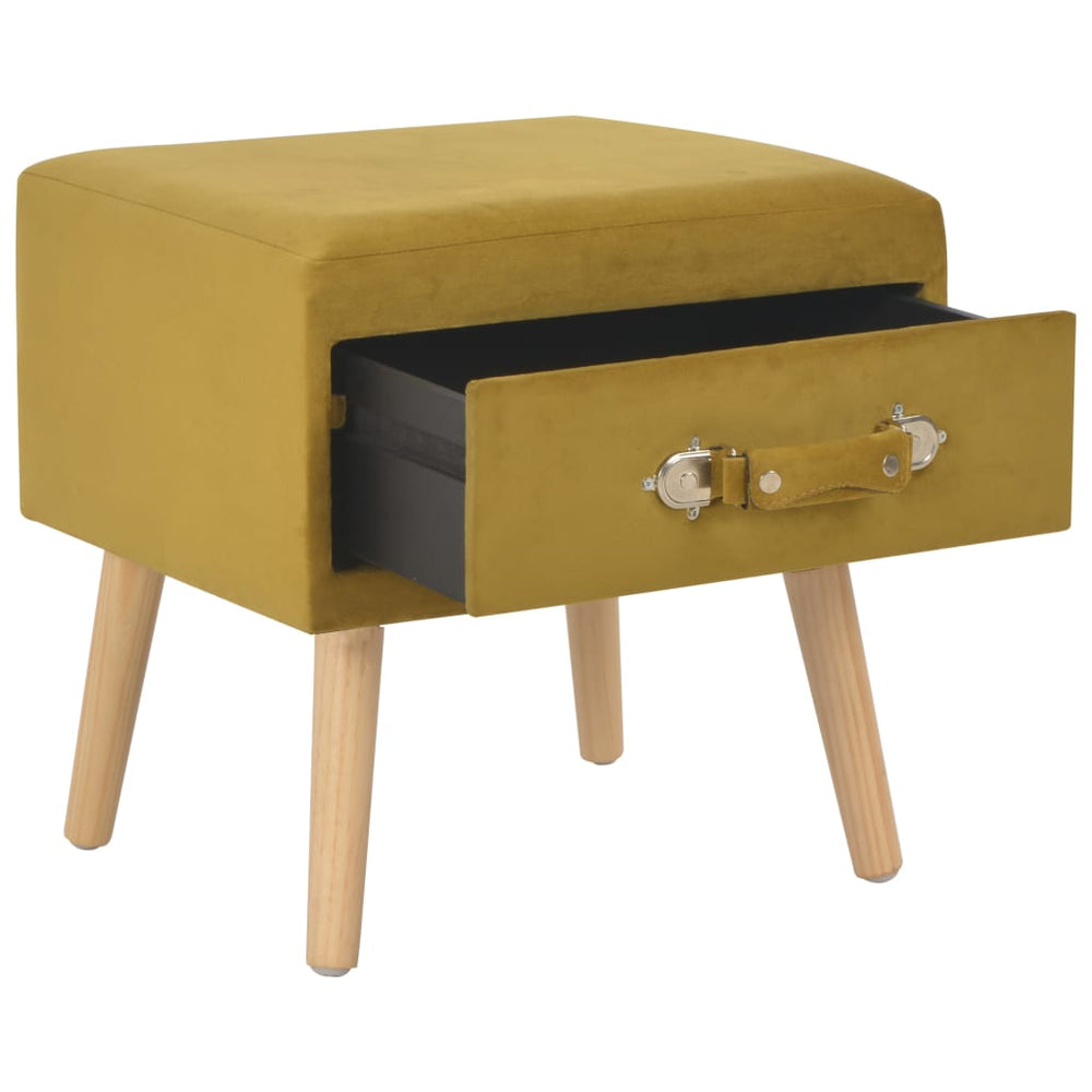 Nachttisch Senfgelb 40x35x40 Samt