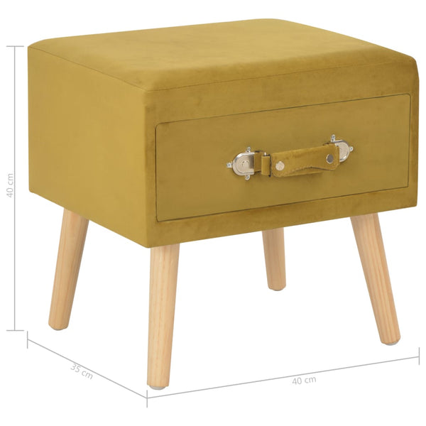 Nachttisch Senfgelb 40x35x40 Samt