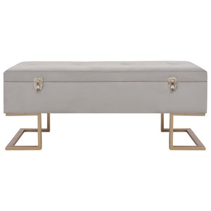 Bank mit Staufach 105 cm Grau Samt