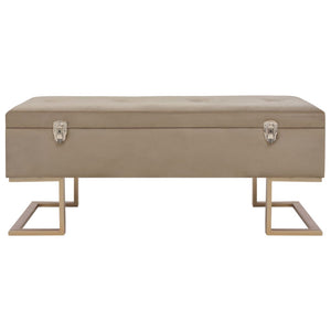 Bank mit Staufach 105 cm Beige Samt
