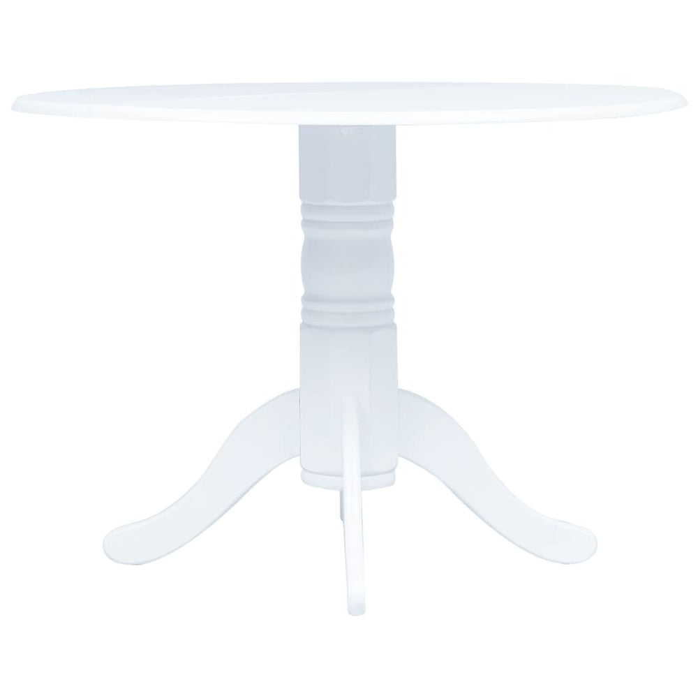 vidaXL Table de salle à manger Blanc 106 cm Bois d'hévéa massif