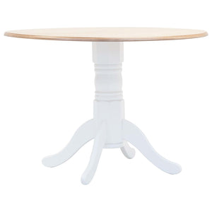 vidaXL Table de salle à manger blanc et marron 106 cm bois d'hévéa massif