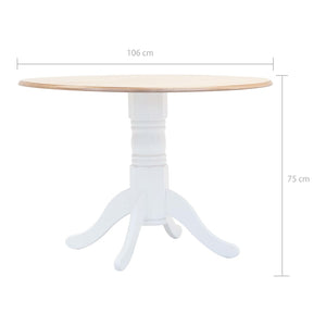 vidaXL Table de salle à manger blanc et marron 106 cm bois d'hévéa massif