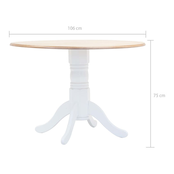 vidaXL Table de salle à manger blanc et marron 106 cm bois d'hévéa massif