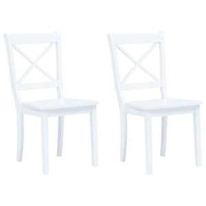 vidaXL Chaises de salle à manger 2 pcs Blanc Bois massif d'hévéa