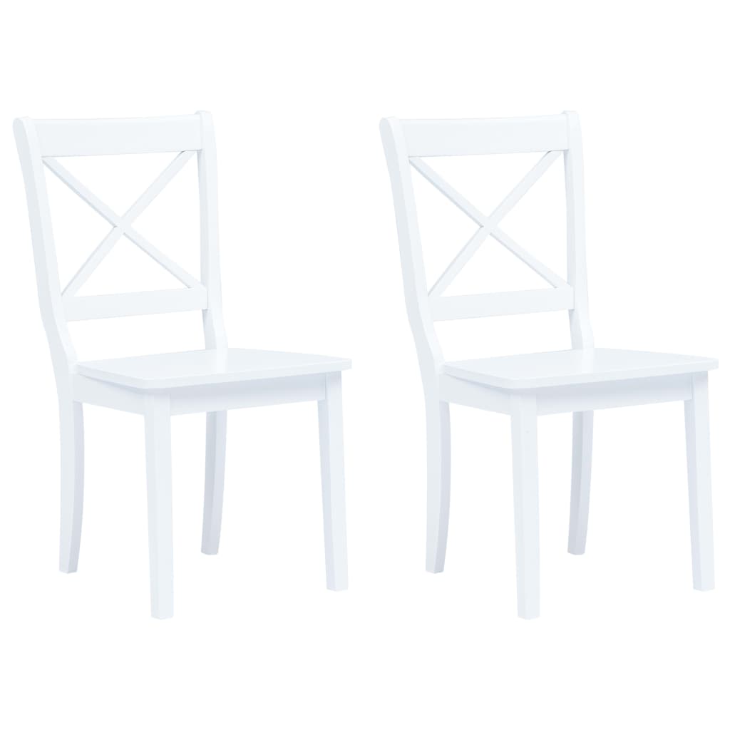 vidaXL Chaises de salle à manger 2 pcs Blanc Bois massif d'hévéa