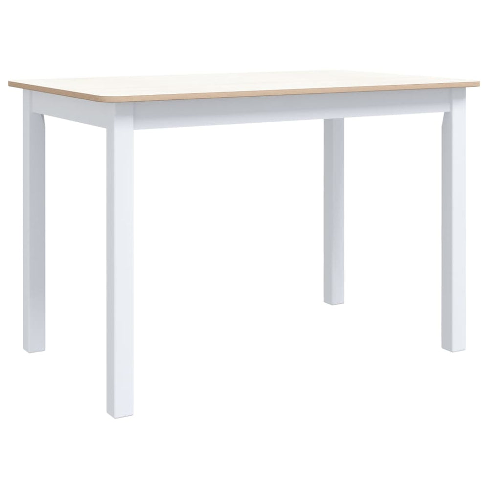 vidaXL Table de salle à manger blanc et marron 114x71x75 cm Bois d'hévéa massif