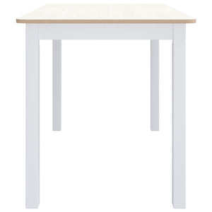 Esstisch Weiß und Braun 114x71x75 cm Massivholz Gummibaum