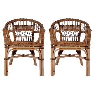 Gartenstühle 2 Stk. Natürliches Rattan Braun