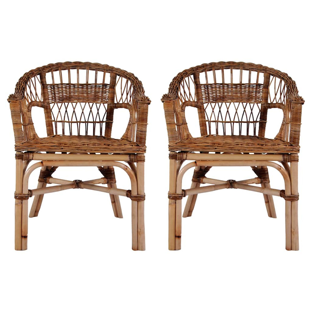 Gartenstühle 2 Stk. Natürliches Rattan Braun