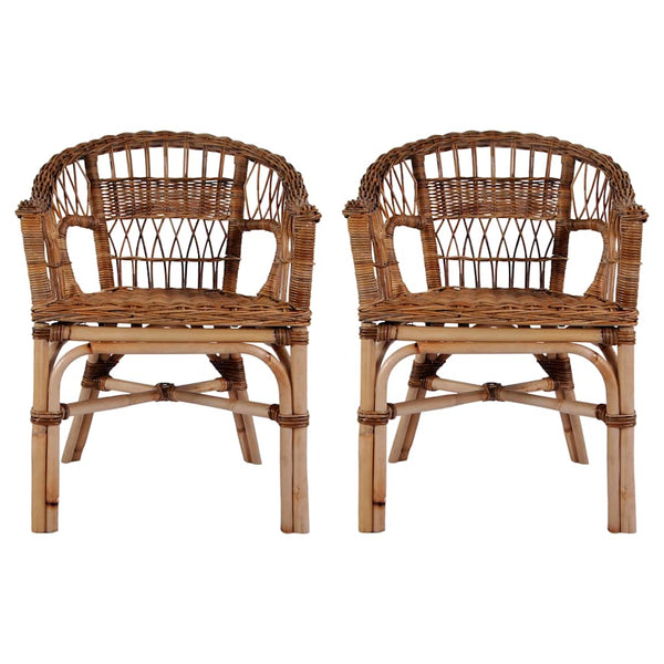 Gartenstühle 2 Stk. Natürliches Rattan Braun