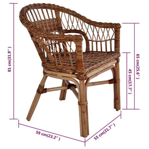 Gartenstühle 2 Stk. Natürliches Rattan Braun