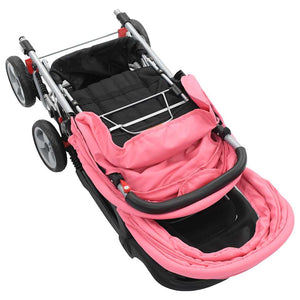 Tandem Kinderwagen Rosa & Schwarz