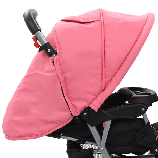 Tandem Kinderwagen Rosa & Schwarz