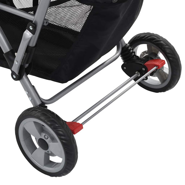 vidaXL Poussette double en acier rose et noir
