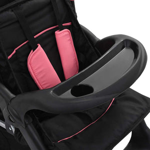 Tandem Kinderwagen Rosa & Schwarz