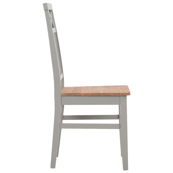 Esszimmerstühle 2 Stk. Grau Massivholz Eiche