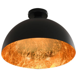 Schwarze & Goldene Halbkugel Deckenleuchten, 2er Set