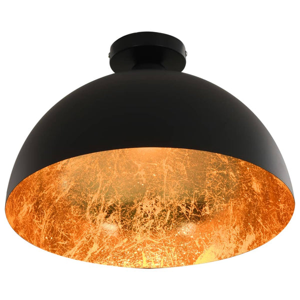 Schwarze & Goldene Halbkugel Deckenleuchten, 2er Set