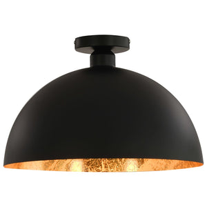 Schwarze & Goldene Halbkugel Deckenleuchten, 2er Set