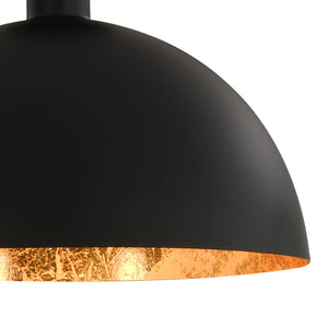 Schwarze & Goldene Halbkugel Deckenleuchten, 2er Set