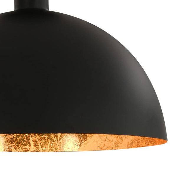 Schwarze & Goldene Halbkugel Deckenleuchten, 2er Set