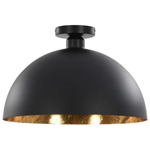 Schwarze & Goldene Halbkugel Deckenleuchten, 2er Set